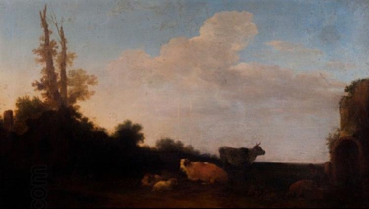 Francesco Giuseppe Casanova Cattle on pasture. oil painting picture